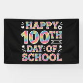 Gelukkige 100ste Dag van de School Tie Dye Rainbow Spandoek (Horizontaal)