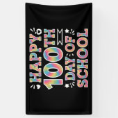 Gelukkige 100ste Dag van de School Tie Dye Rainbow Spandoek (Verticaal)