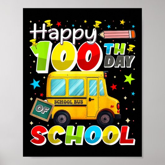 Gelukkige 100ste dag van de schoolbuschauffeur 100 poster (Voorkant)