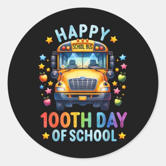 Gelukkige 100ste dag van de schoolbuschauffeur 100 ronde sticker (Voorkant)