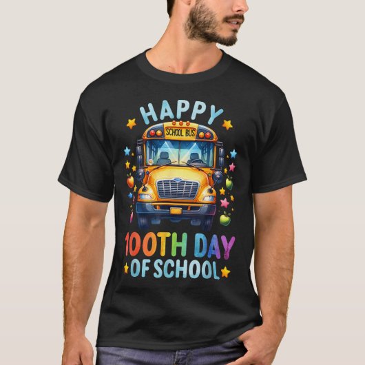 Gelukkige 100ste dag van de schoolbuschauffeur 100 t-shirt (Voorkant)