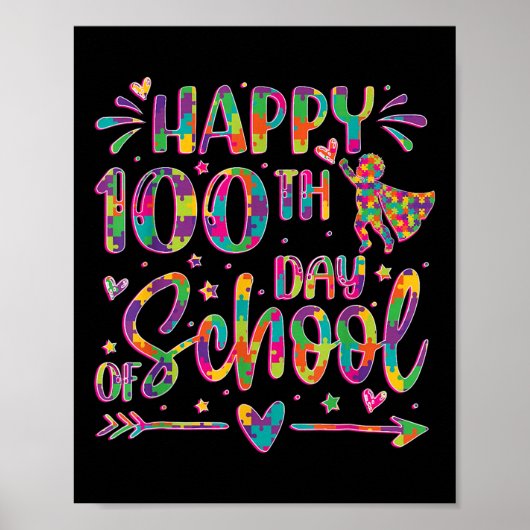 Gelukkige 100ste dag van de schoolpuzzel 100 dagen poster (Voorkant)