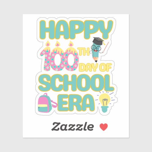 Gelukkige 100ste dag van het schooltijdperk Terug  Sticker (Vel)