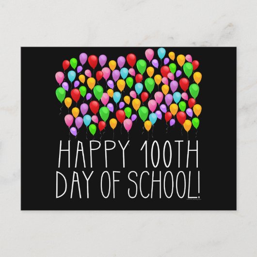 Gelukkige 100ste dag van school 100 ballonnen lera briefkaart (Voorkant)
