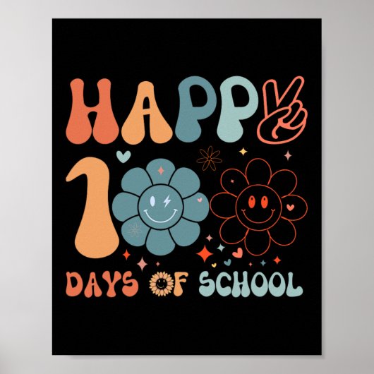 Gelukkige 100ste dag van school groovy leraar stud poster (Voorkant)