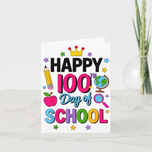 Gelukkige 100ste Schooldag 100 Dagen Slimmer Leraa Kaart (Voorkant)