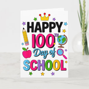 Gelukkige 100ste Schooldag 100 Dagen Slimmer Leraa Kaart