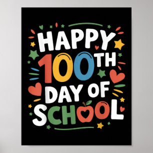 Gelukkige 100ste schooldag Kleurrijk 100 dagen Sli Poster