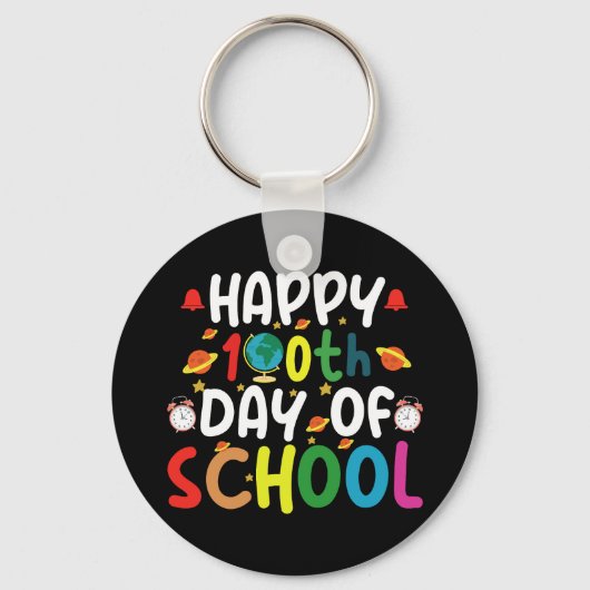 Gelukkige 100ste Schooldag Leraar Student Sleutelhanger (Voorkant)