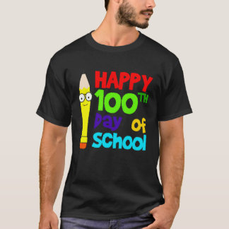 Gelukkige 100ste schooldag potlood leraar leerling t-shirt