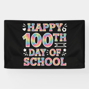 Gelukkige 100ste Schooldag Tie Dye Regenboog 100 D Spandoek