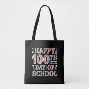 Gelukkige 100ste Schooldag Tie Dye Regenboog 100 D Tote Bag
