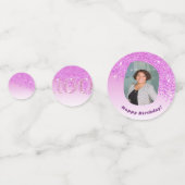 Gelukkige 100ste verjaardag Chic Falling Pink Glit Confetti (Voorkanten)