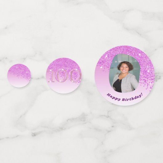 Gelukkige 100ste verjaardag Chic Falling Pink Glit Confetti (Voorkanten)