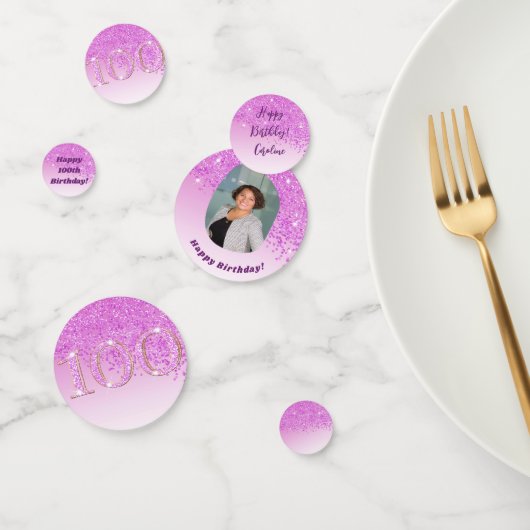 Gelukkige 100ste verjaardag Chic Falling Pink Glit Confetti (Groep)