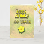 Gelukkige 100ste Verjaardag Kaart (Gele Bloem)