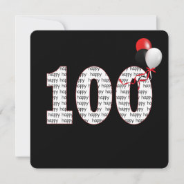 Gelukkige 100ste verjaardag op zwarte uitnodiging