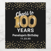 Gelukkige 100ste Verjaardag Wijn Label Wijn Etiket (Enkel label)