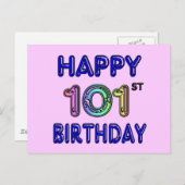 Gelukkige 101e verjaardag briefkaart (Voorkant / Achterkant)