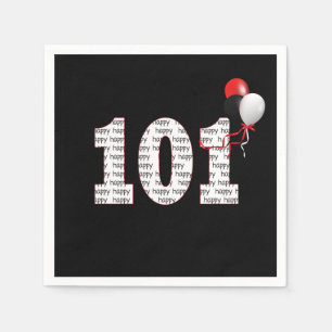 Gelukkige 101e verjaardag op zwarte servetten