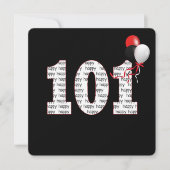 Gelukkige 101e verjaardag op zwarte uitnodiging (Voorkant)