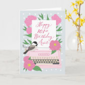Gelukkige 101e Verjaardag Tante w / Typewriter & F Kaart (Gele Bloem)
