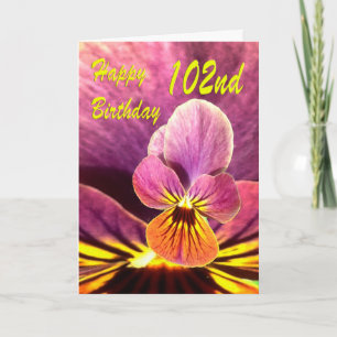 Gelukkige 102e Verjaardag Bloem Pansy Kaart