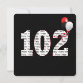 Gelukkige 102e verjaardag op zwarte uitnodiging (Voorkant)