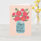 Gelukkige 103e Verjaardag Stepmom w Mason Jar of F Kaart (Gele Bloem)