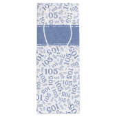 Gelukkige 105e Verjaardag Blauw en Wit Nummerpatro Wijn Cadeautas (Achterkant)