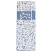 Gelukkige 105e Verjaardag Blauw en Wit Nummerpatro Wijn Cadeautas (Voorkant)