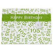 Gelukkige 105e Verjaardag Groen/Wit Nummerpatroon Groot Cadeauzakje (Voorkant)