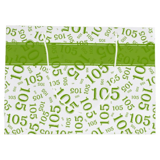 Gelukkige 105e Verjaardag Groen/Wit Nummerpatroon Groot Cadeauzakje (Achterkant)