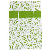 Gelukkige 105e Verjaardag Groen/Wit Nummerpatroon Medium Cadeauzakje (Achterkant)