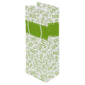 Gelukkige 105e Verjaardag Groen/Wit Nummerpatroon Wijn Cadeautas (Achterkant Gekanteld)