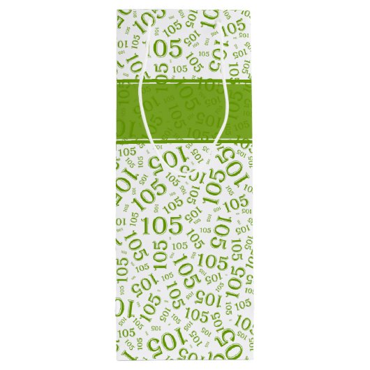 Gelukkige 105e Verjaardag Groen/Wit Nummerpatroon Wijn Cadeautas (Achterkant)