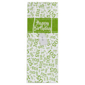 Gelukkige 105e Verjaardag Groen/Wit Nummerpatroon Wijn Cadeautas (Voorkant)