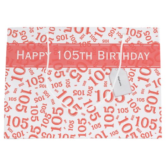 Gelukkige 105e Verjaardag Koraal Willekeurig Numme Groot Cadeauzakje (Voorkant)