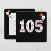 Gelukkige 105e verjaardag op zwarte uitnodiging (Voorkant / Achterkant)
