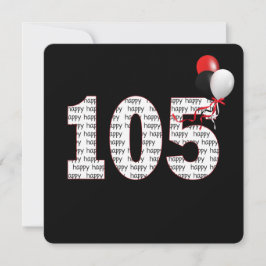 Gelukkige 105e verjaardag op zwarte uitnodiging