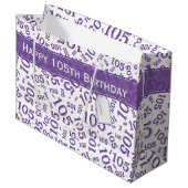 Gelukkige 105e Verjaardag Paarse Willekeurig Numme Groot Cadeauzakje (Voorkant Gekanteld)