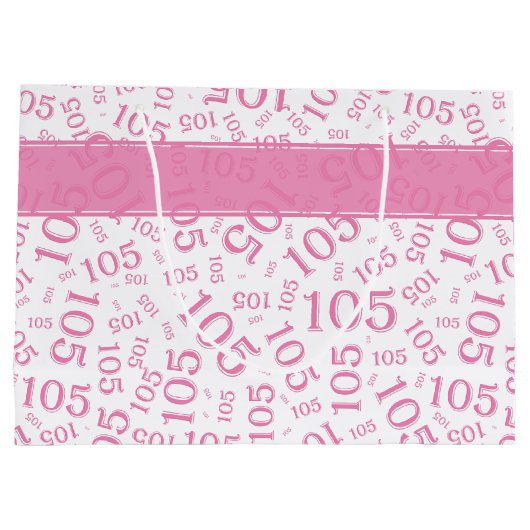 Gelukkige 105e Verjaardag Roze en Wit Nummerpatroo Groot Cadeauzakje (Achterkant)