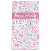 Gelukkige 105e Verjaardag Roze en Wit Nummerpatroo Klein Cadeauzakje (Voorkant)