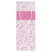 Gelukkige 105e Verjaardag Roze en Wit Nummerpatroo Wijn Cadeautas (Achterkant)