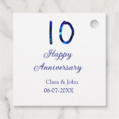 Gelukkige 10e verjaardag blauwe glitter voeg naam  bedankjes labels (Achterkant)