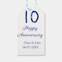 Gelukkige 10e verjaardag blauwe glitter voeg naam  cadeaulabel