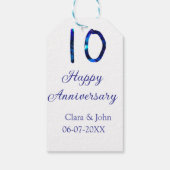 Gelukkige 10e verjaardag blauwe glitter voeg naam  cadeaulabel (Achterkant)