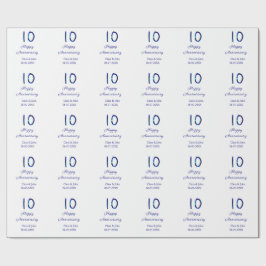 Gelukkige 10e verjaardag blauwe glitter voeg naam  cadeaupapier