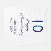 Gelukkige 10e verjaardag blauwe glitter voeg naam  fleece deken (Voorkant (Horizontaal))