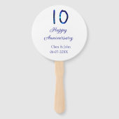 Gelukkige 10e verjaardag blauwe glitter voeg naam  handwaaier (Achterkant)